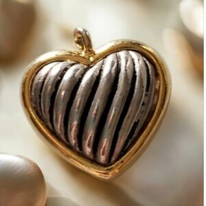 Silver & Gold Heart Necklace Charm